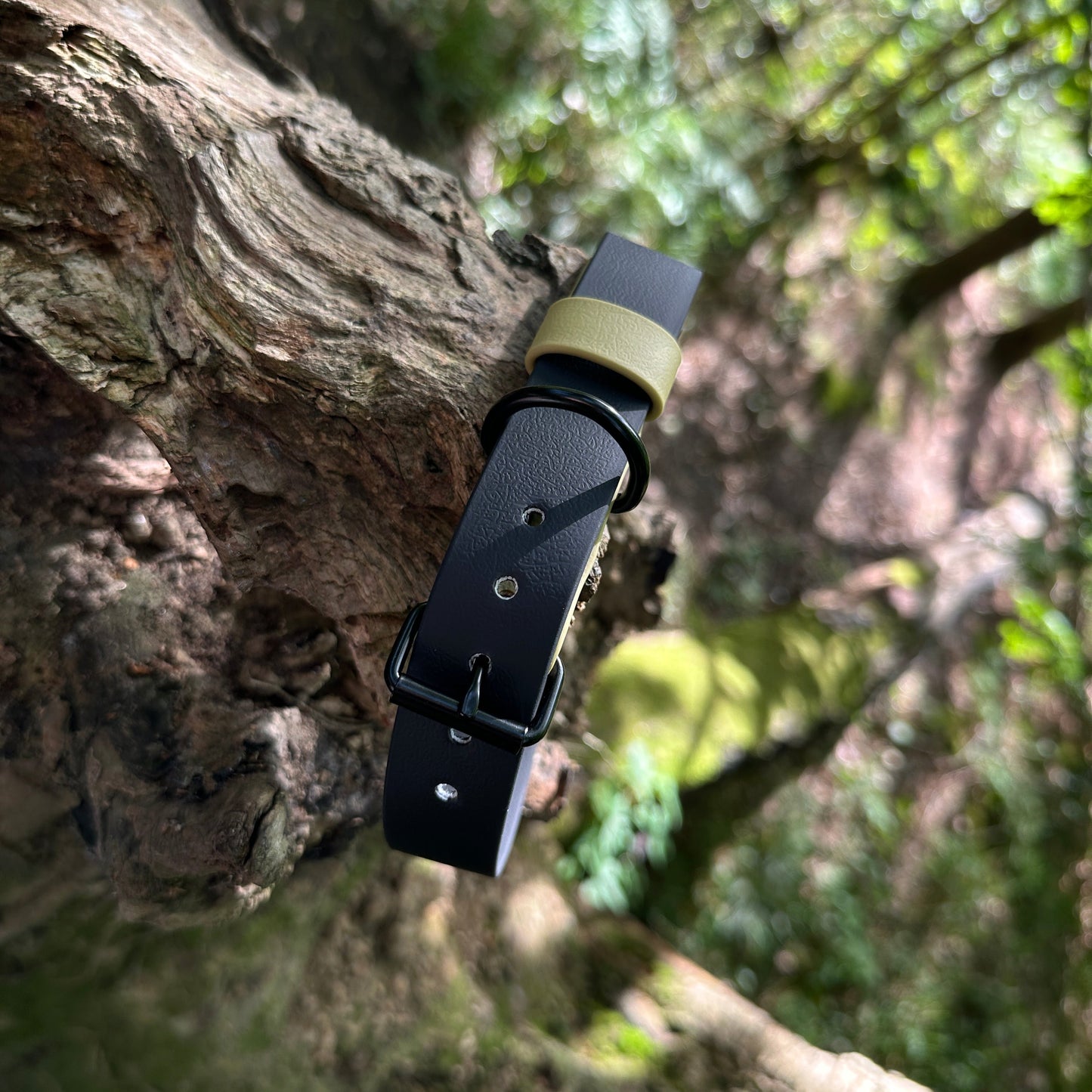 Khaki & Black Waterproof Quick Release Dog Collar