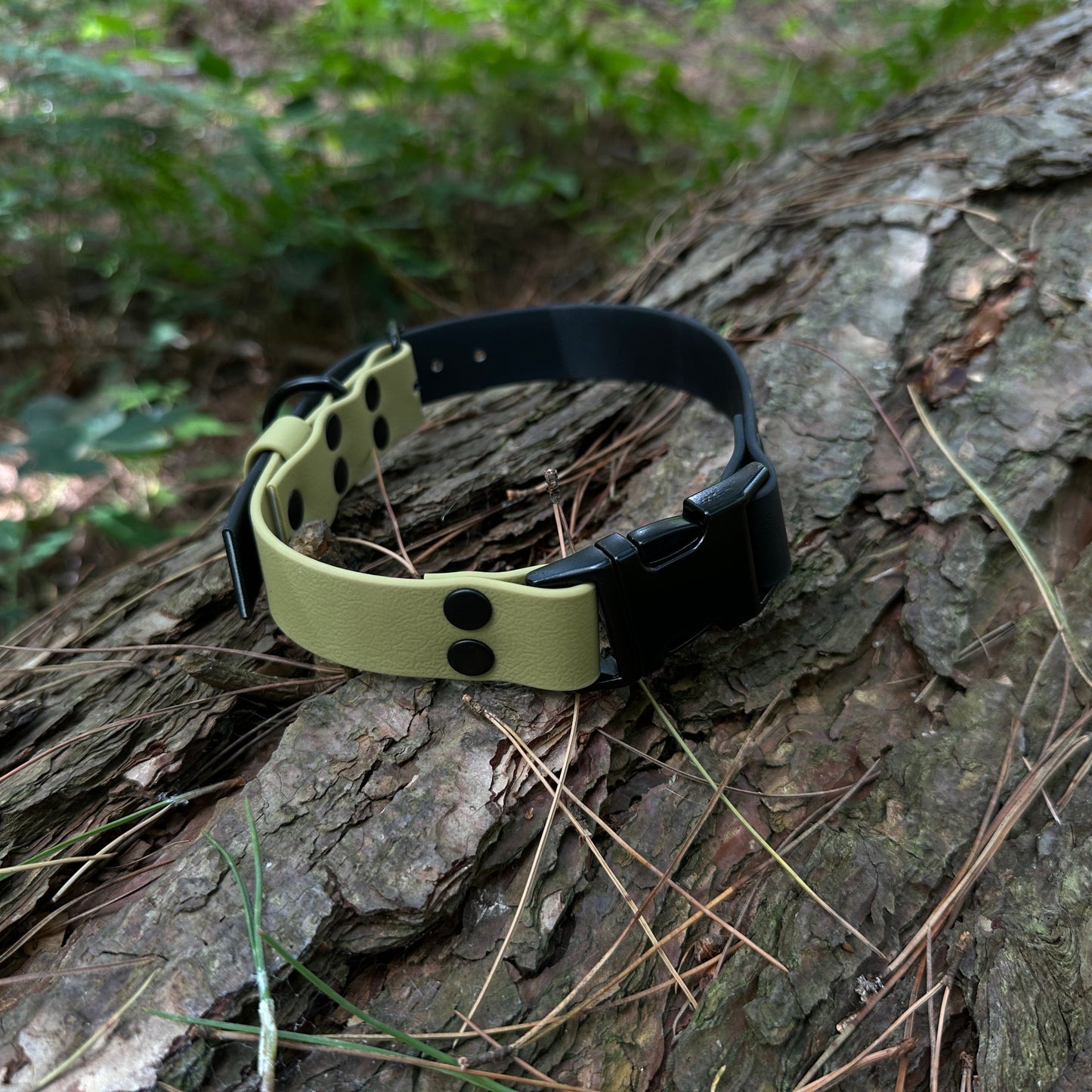 Khaki & Black Waterproof Quick Release Dog Collar