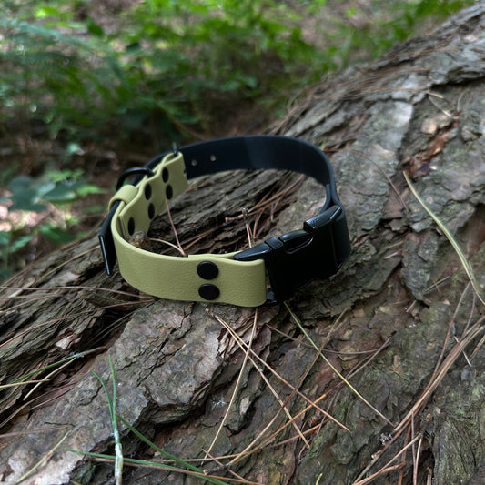 Khaki & Black Waterproof Quick Release Dog Collar