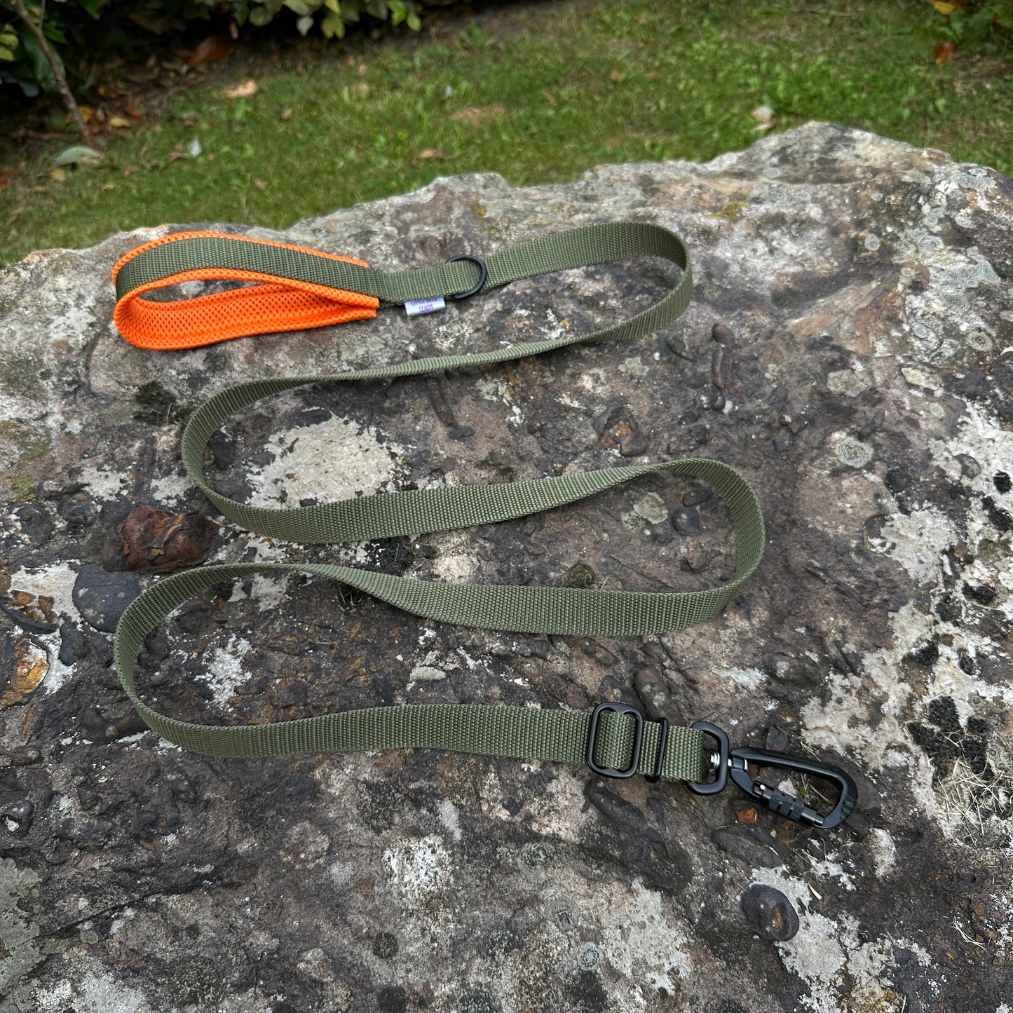 Khaki & Orange Adjustable Dog Lead