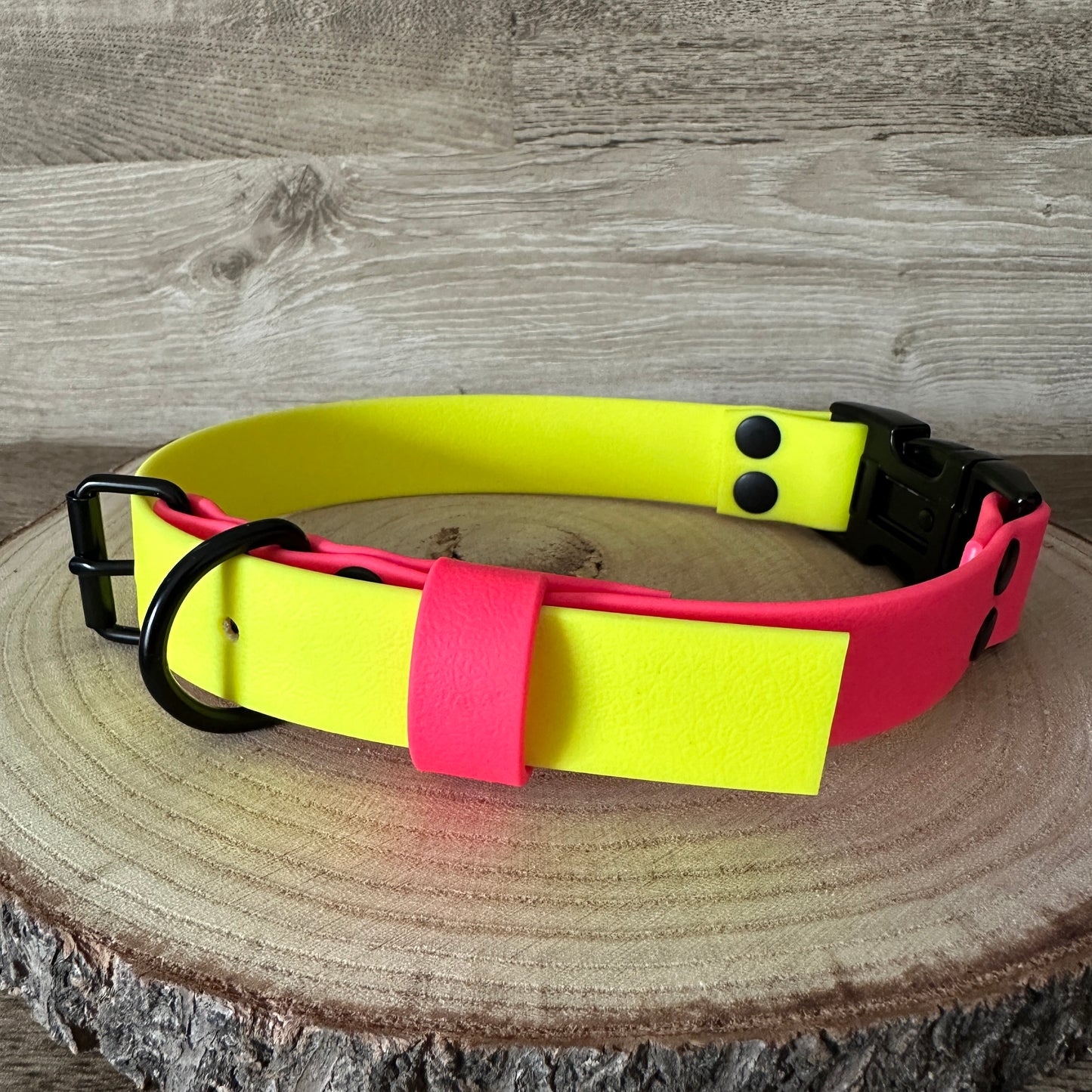 Neon Pink & Neon Yellow Waterproof Dog Collar & Dog Lead Set