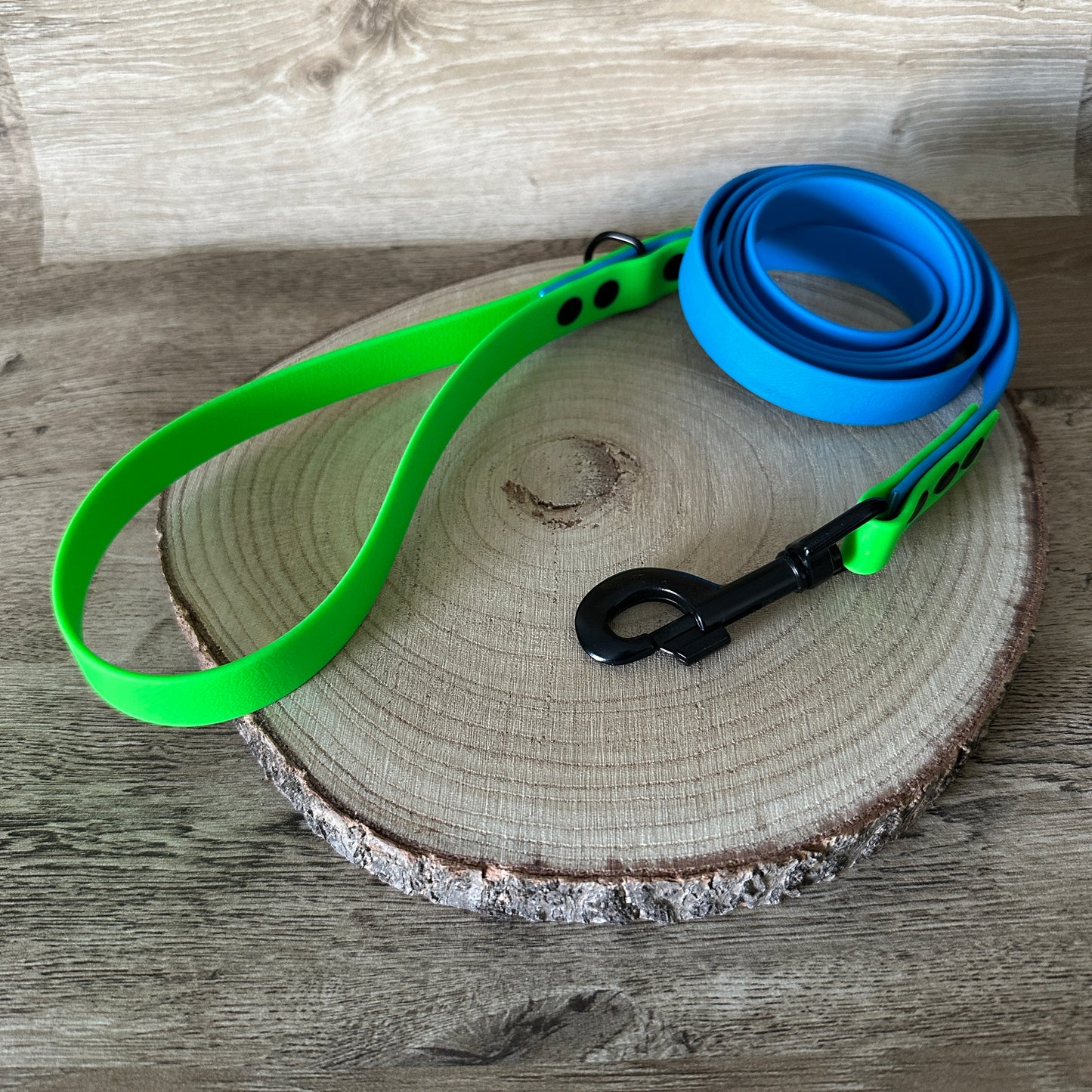 Sky Blue & Neon Green Waterproof Dog Collar & Dog Lead Set