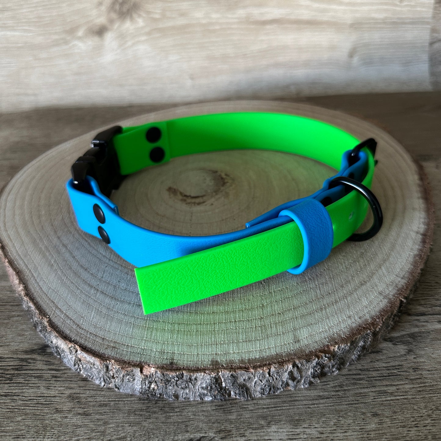 Sky Blue & Neon Green Waterproof Dog Collar & Dog Lead Set