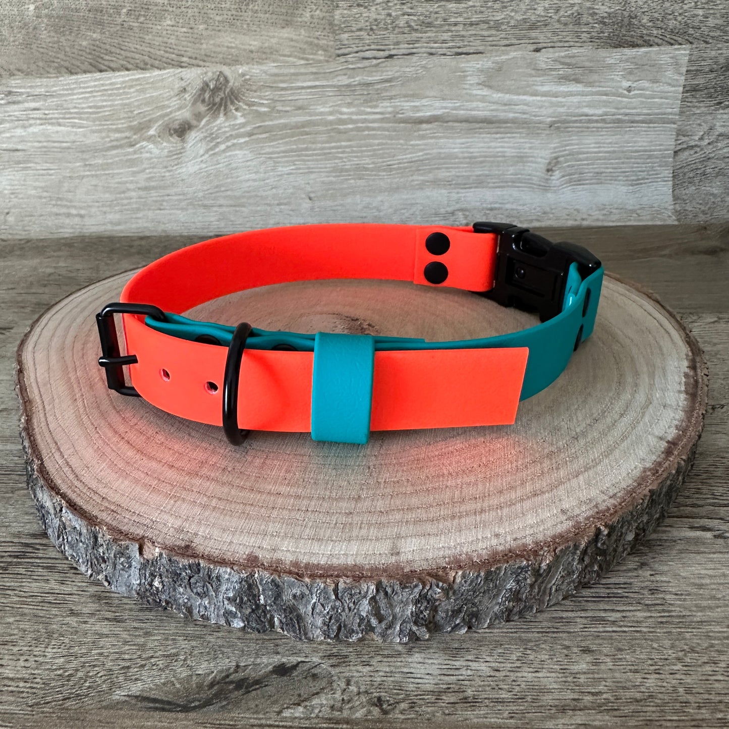 Neon Orange & Pastel Green Waterproof Dog Collar & Dog Lead Set